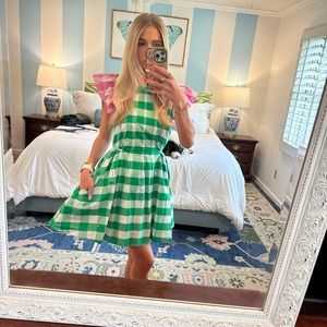 Aura Green and Pink Gingham Dress